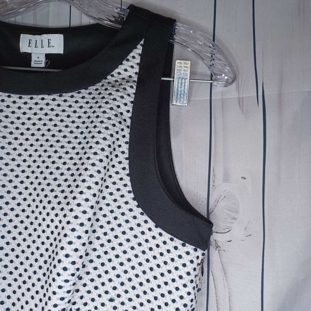 Elle Black and White Polka Dot Pleated Retro Classic Dress NWOT - Picture 3 of 13